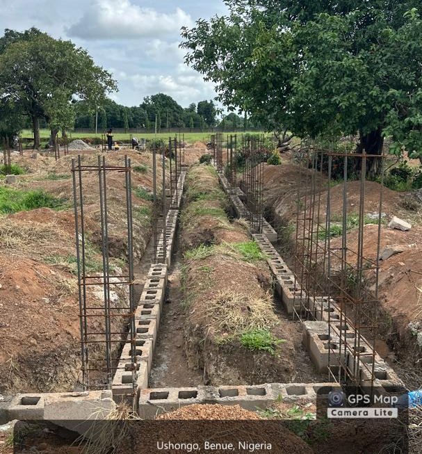 Foundation and blockwork construction, multipurpose hall project, Usar Science and Technical College, Benue State