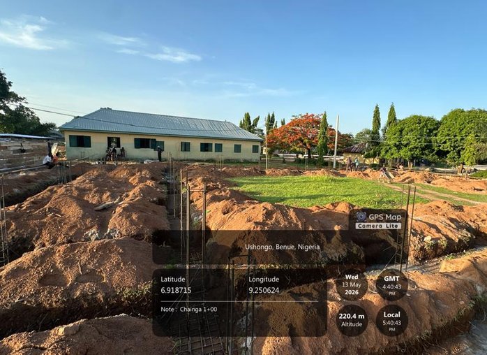 Foundation and setting-out works for the multipurpose hall and laboratory block, Usar Science and Technical College, Benue State